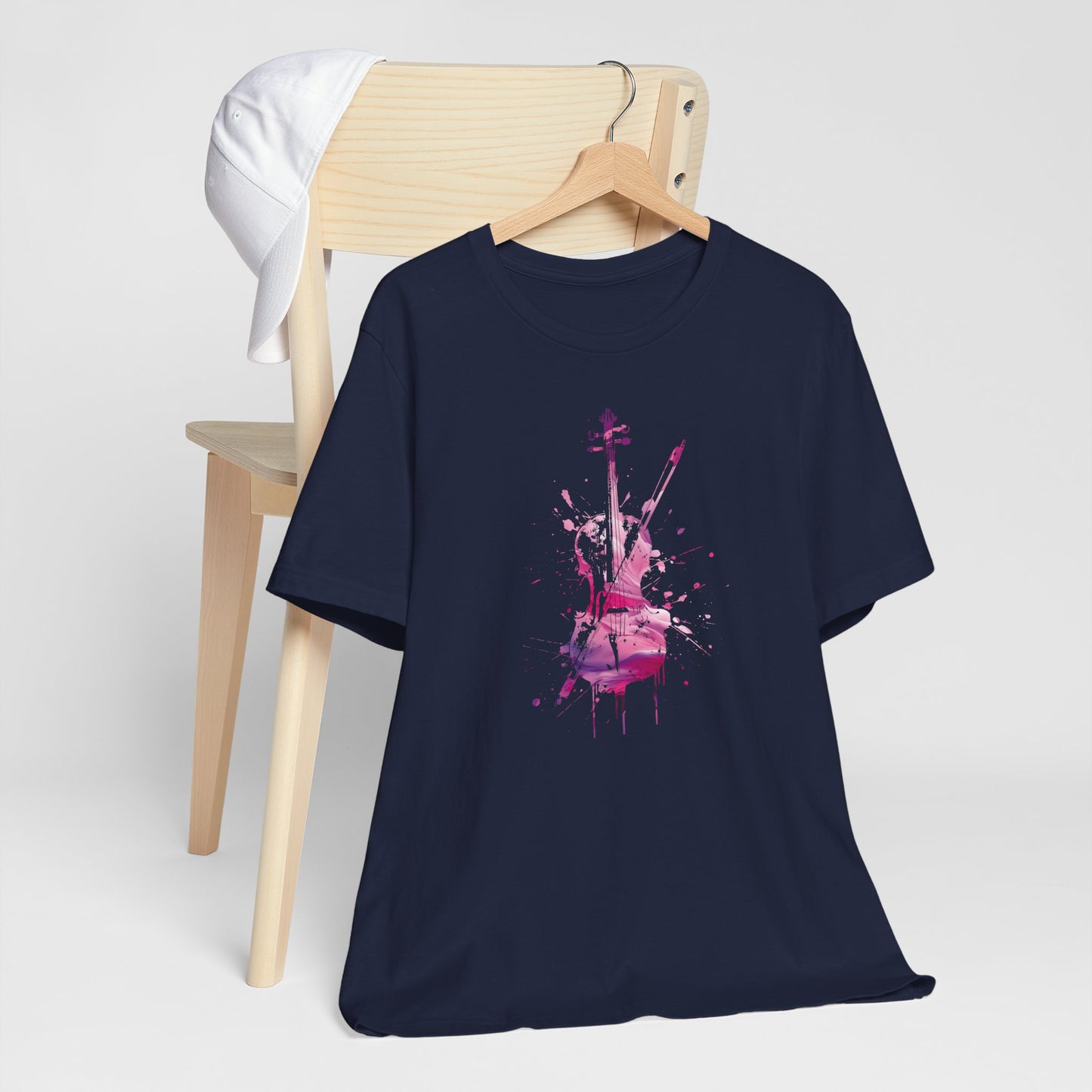 T-Shirt — Pink Watercolor Violin/Cello Graphic Tee