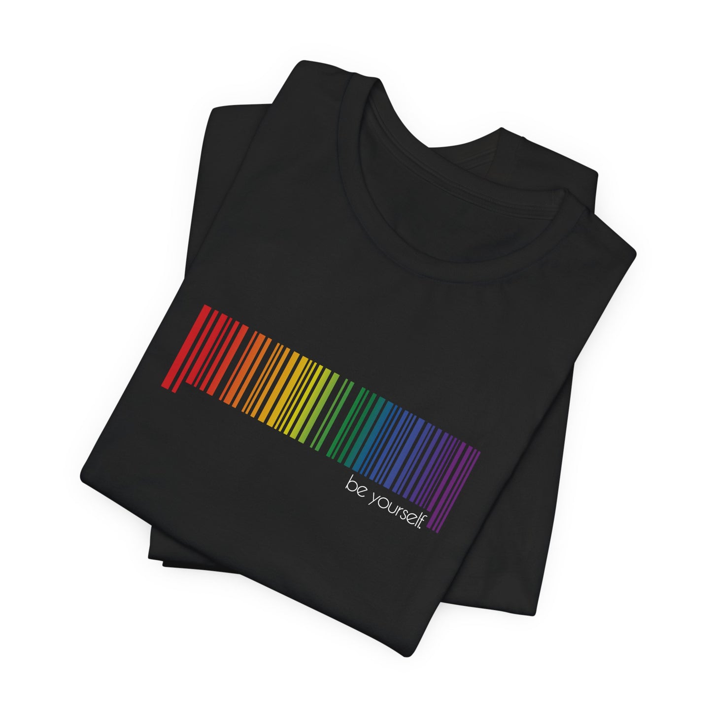 Rainbow Barcode T-Shirt — Minimal Pride Graphic Tee