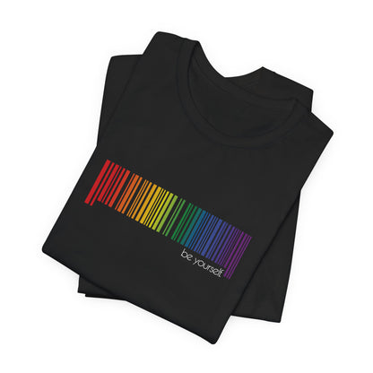 Rainbow Barcode T-Shirt — Minimal Pride Graphic Tee