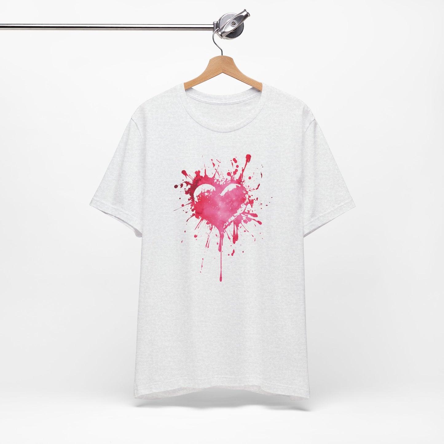 Heart Paint Splash T‑Shirt — Watercolor Pink Heart Graphic Tee