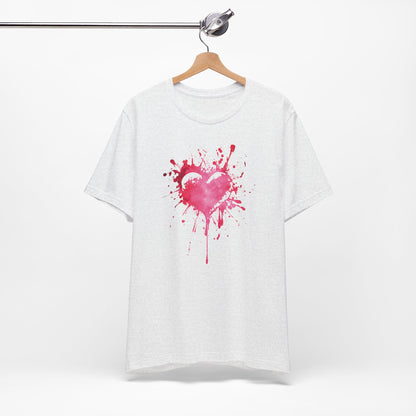 Heart Paint Splash T‑Shirt — Watercolor Pink Heart Graphic Tee