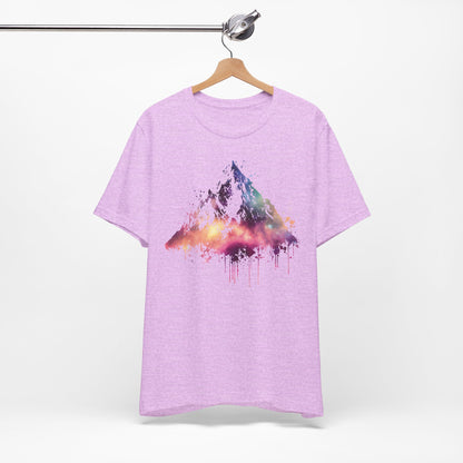 Space Mountain Watercolor Tee — Colorful Drip Peak Graphic T-Shirt