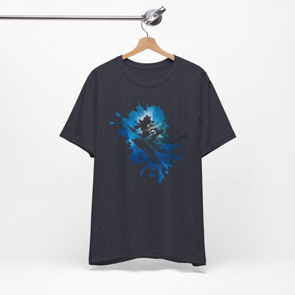 Watercolor Skateboarder T-Shirt — Blue Splash Graphic Tee