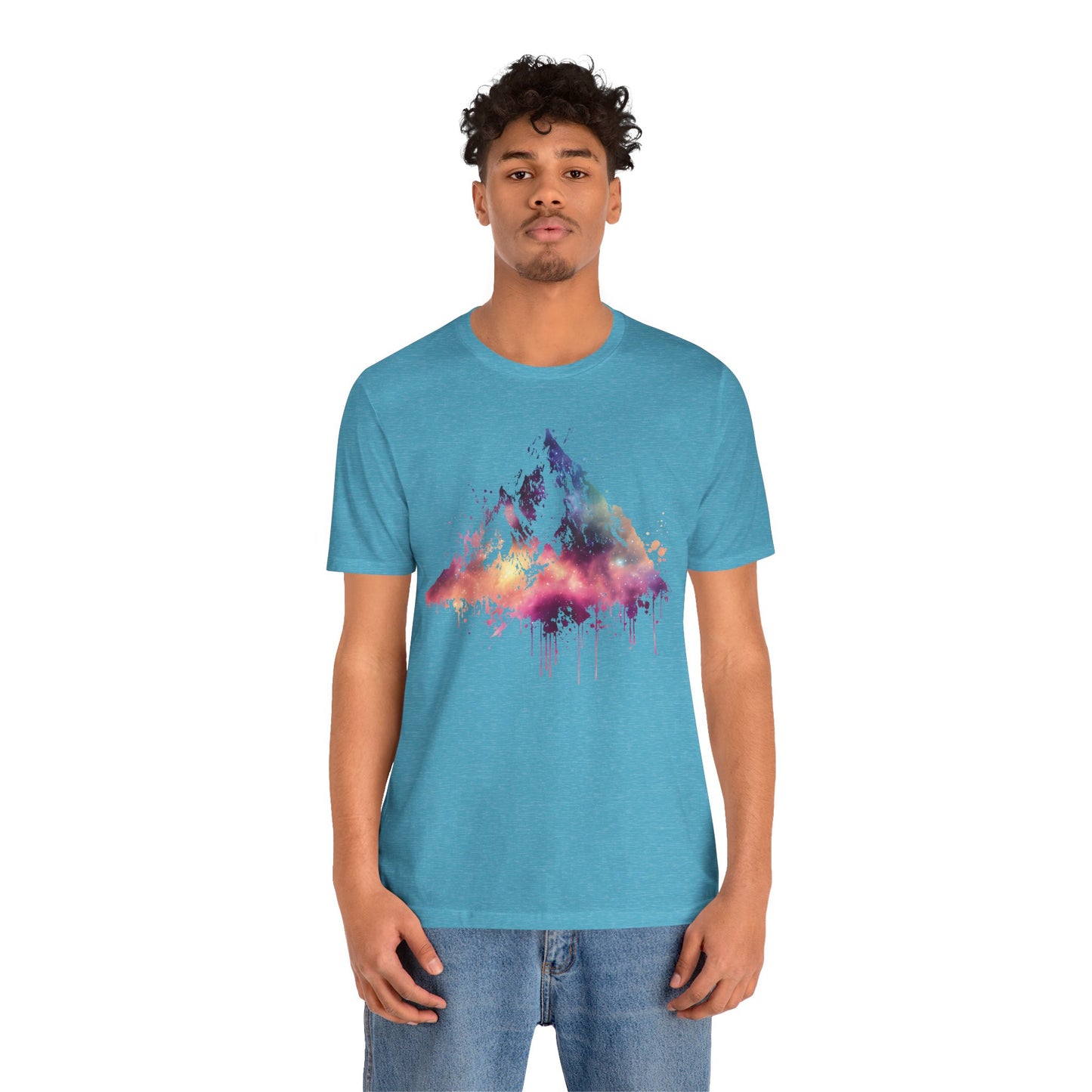 Space Mountain Watercolor Tee — Colorful Drip Peak Graphic T-Shirt