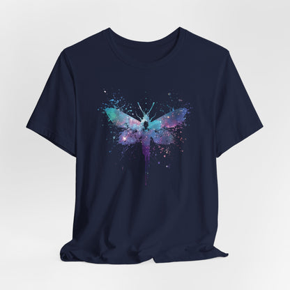 Galaxy Moth Graphic Tee - Watercolor Splatter Butterfly T-Shirt