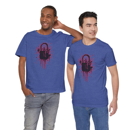 Locked Up Graphic Tee — Dark Splatter Lock Design