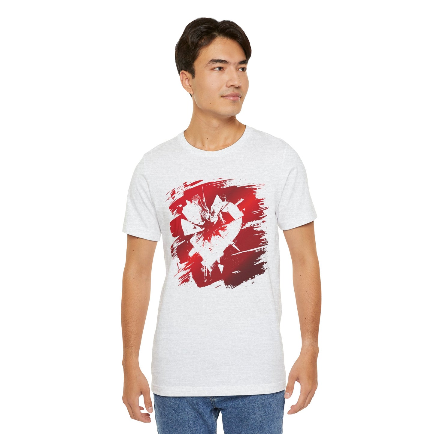 Broken Heart Brushstroke Tee — Distressed Red Heart Graphic Shirt