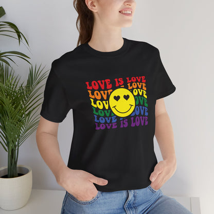 Love Is Love Rainbow Smiley T-Shirt