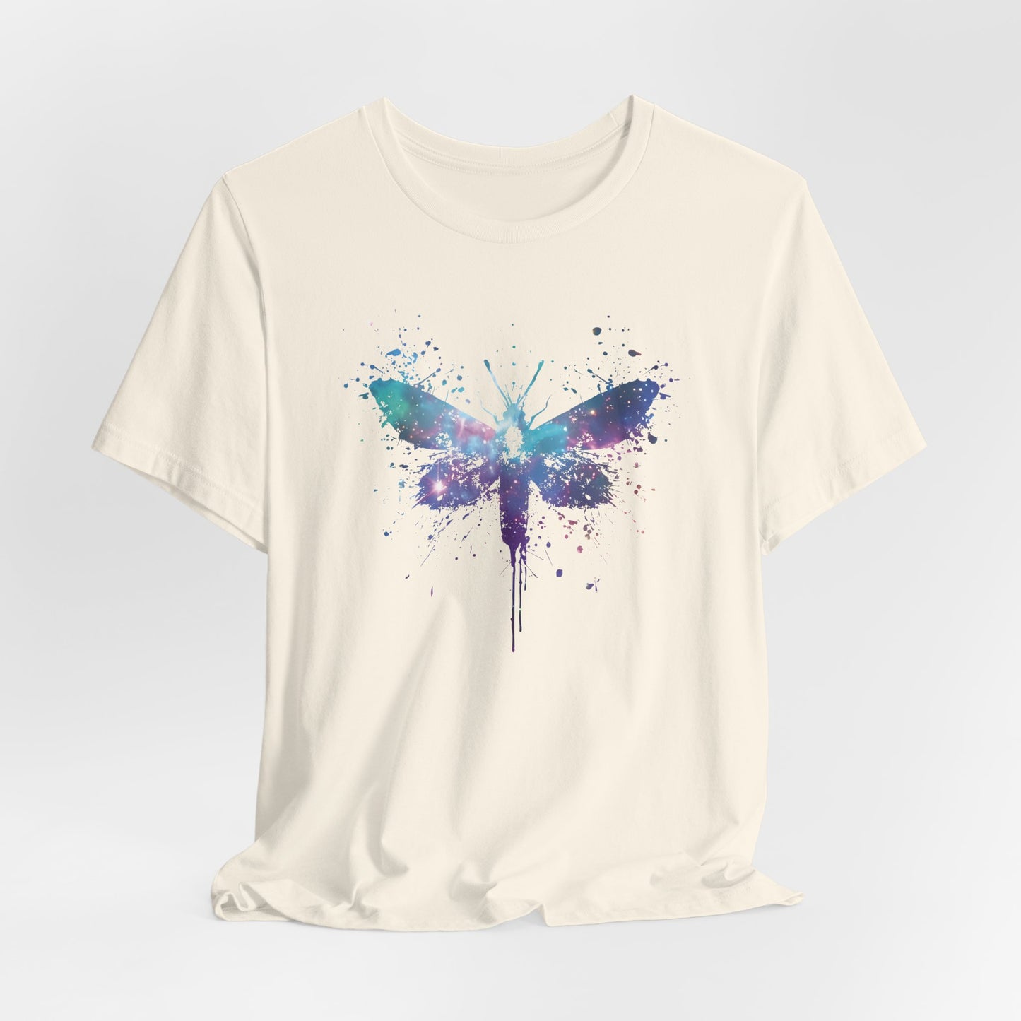 Galaxy Moth Graphic Tee - Watercolor Splatter Butterfly T-Shirt