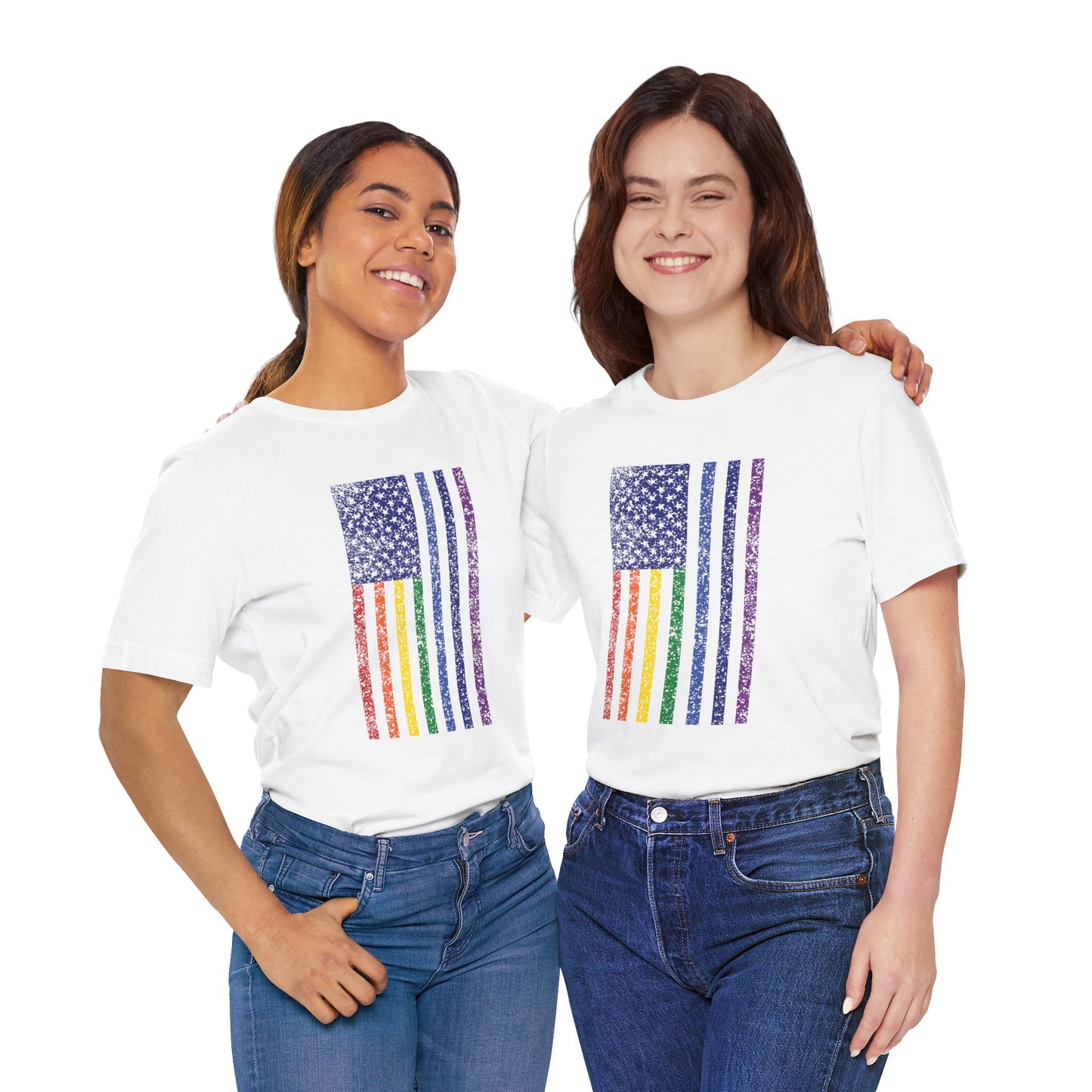 LGBTQ+ Distressed American Flag T-Shirt