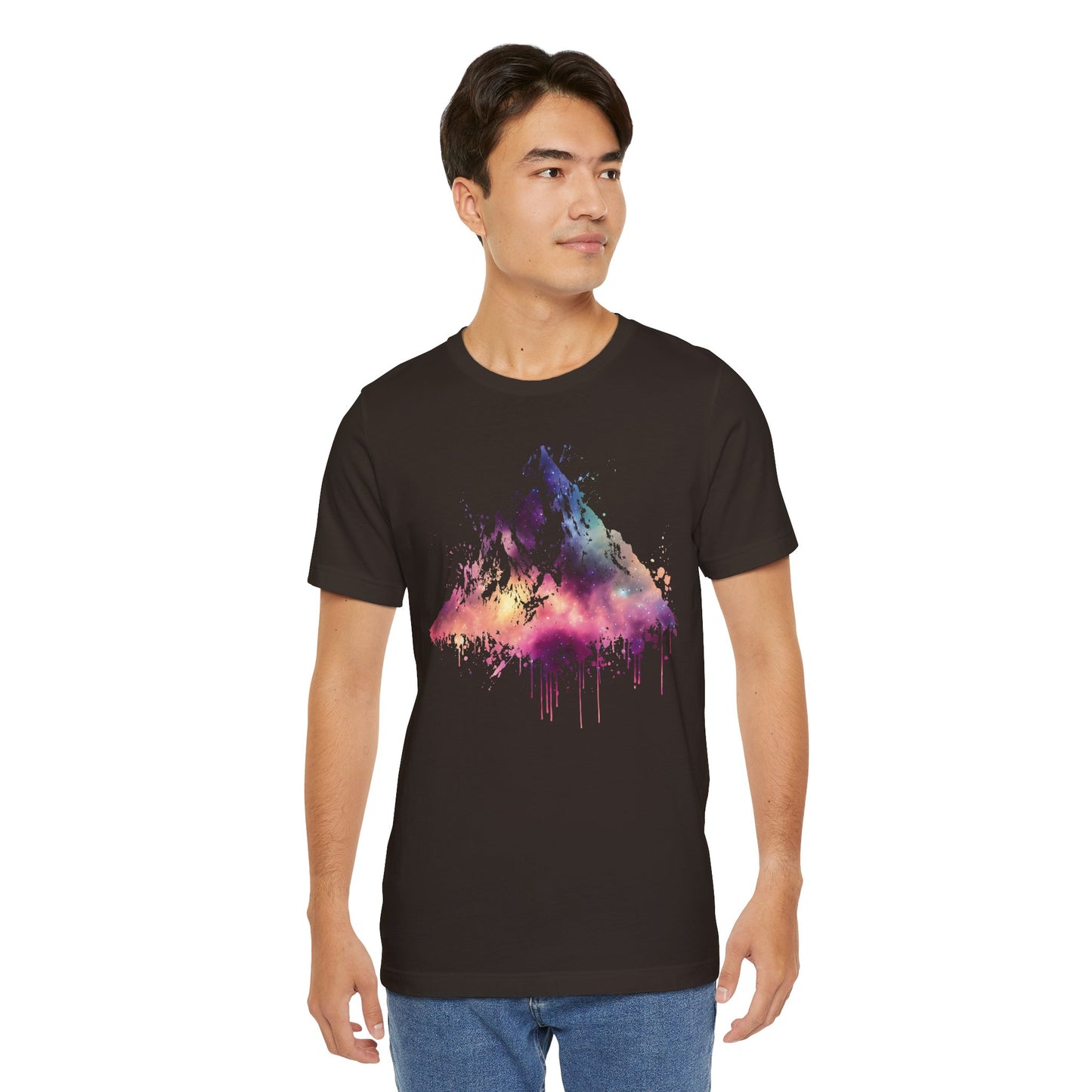 Space Mountain Watercolor Tee — Colorful Drip Peak Graphic T-Shirt