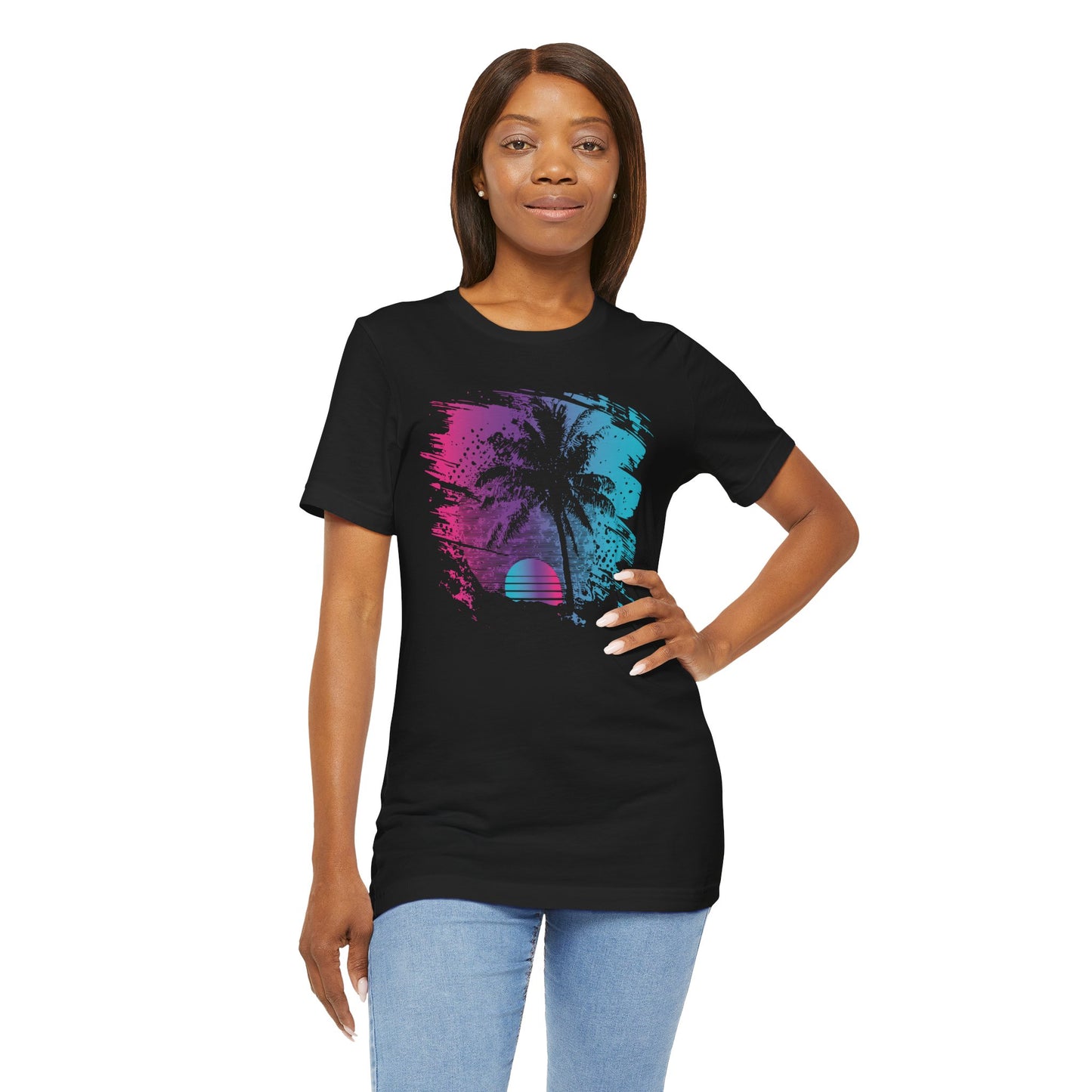 Retro Palm Sunset Tee — Vintage Beach Palm Tree T-Shirt