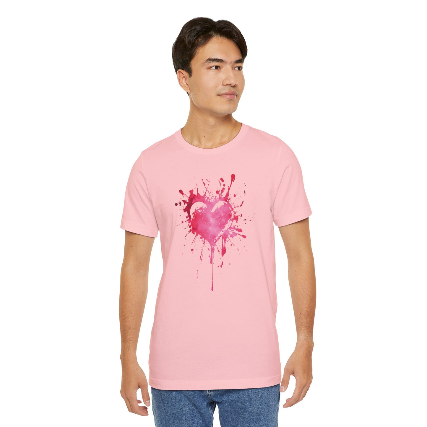 Heart Paint Splash T‑Shirt — Watercolor Pink Heart Graphic Tee