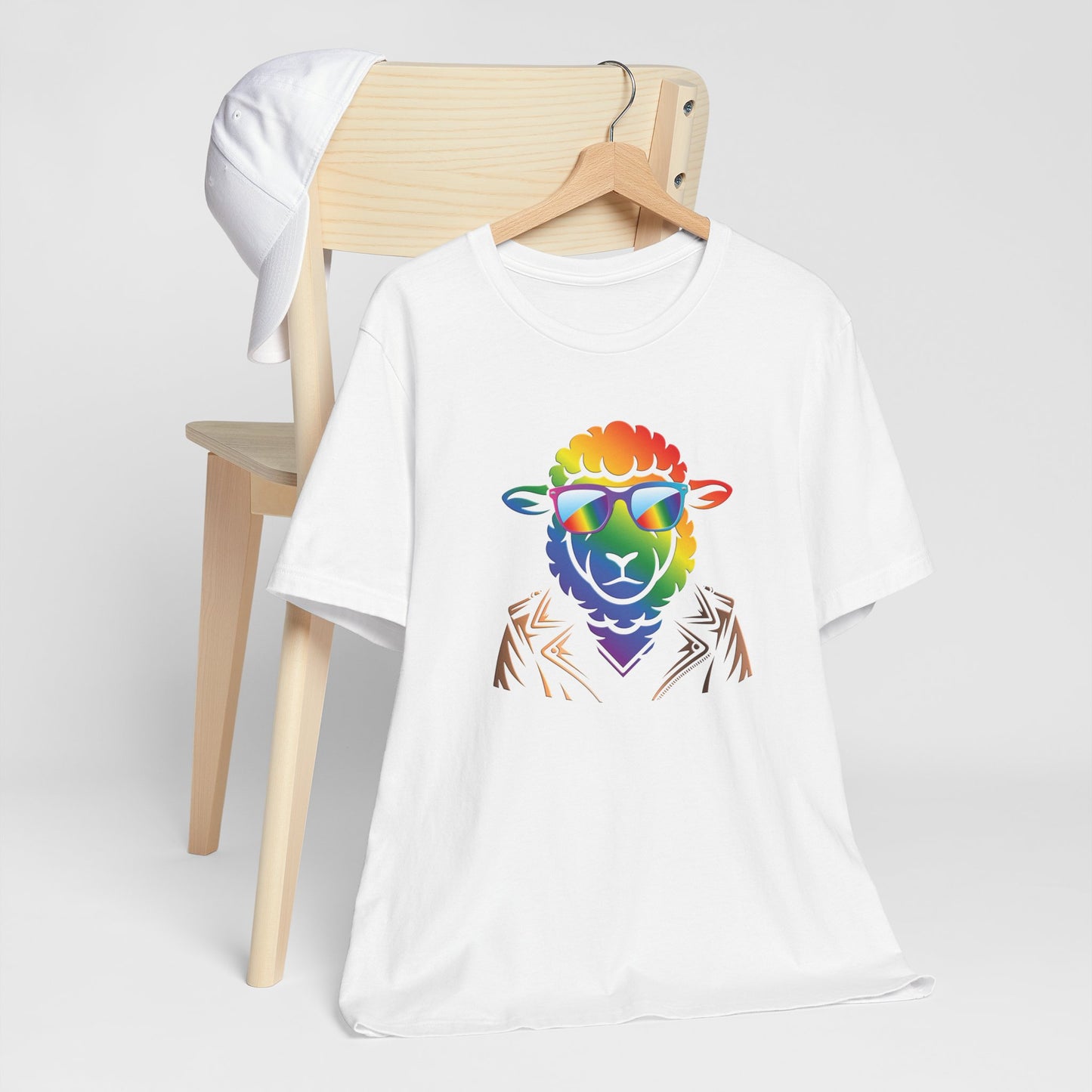 Cool Rainbow Sheep T-Shirt — Retro Sunglasses Lamb Graphic Tee