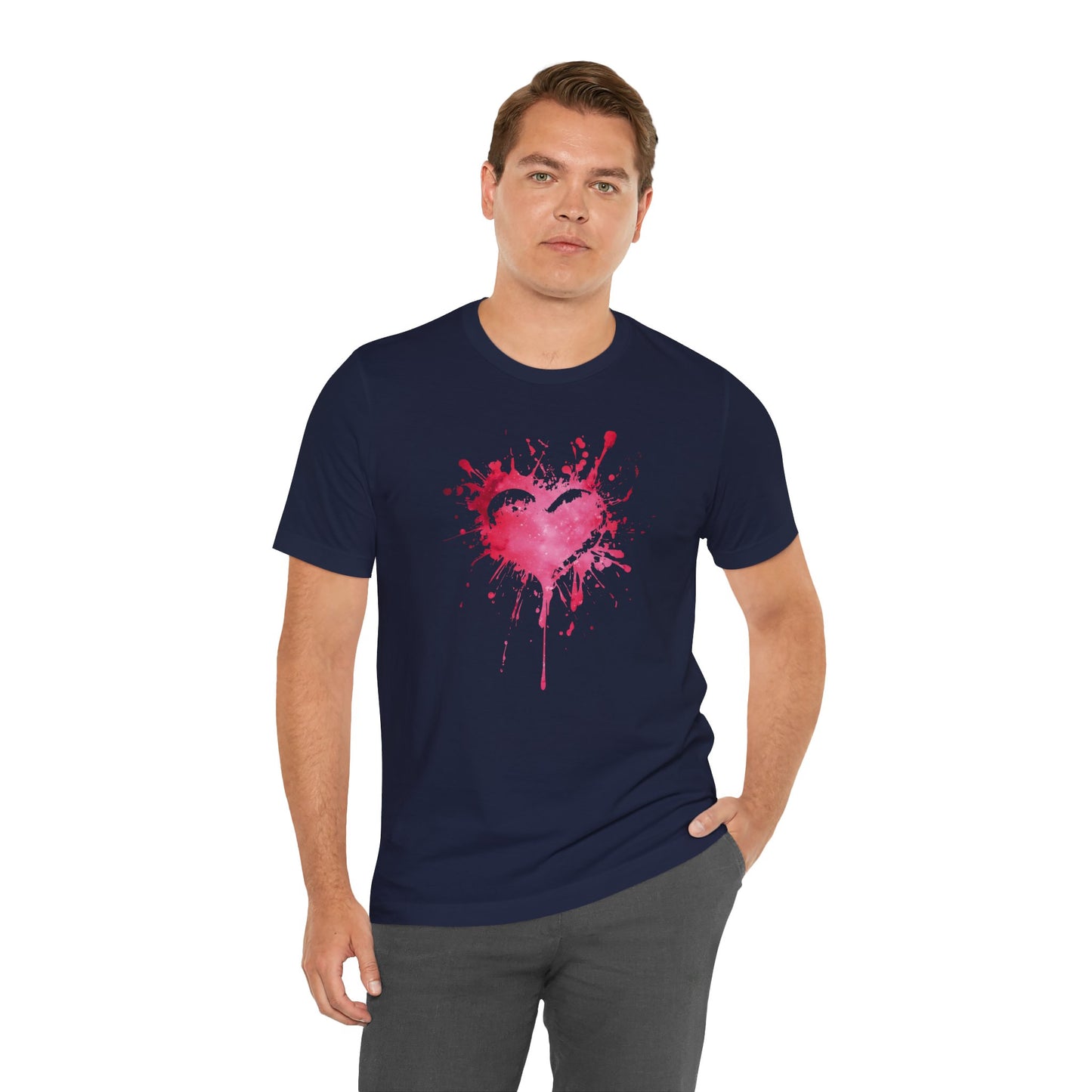 Heart Paint Splash T‑Shirt — Watercolor Pink Heart Graphic Tee