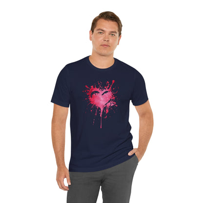 Heart Paint Splash T‑Shirt — Watercolor Pink Heart Graphic Tee