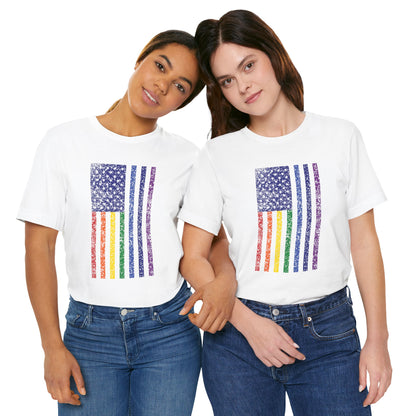 LGBTQ+ Distressed American Flag T-Shirt