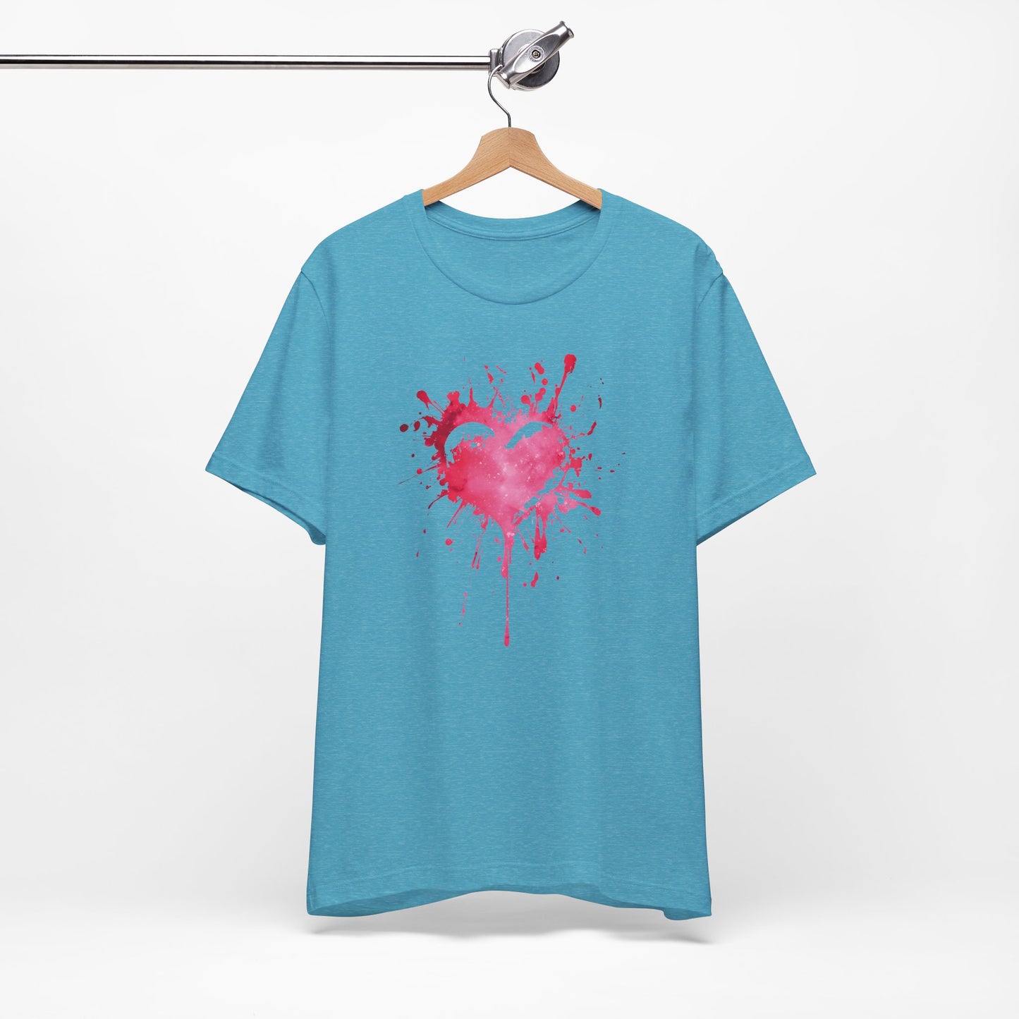 Heart Paint Splash T‑Shirt — Watercolor Pink Heart Graphic Tee
