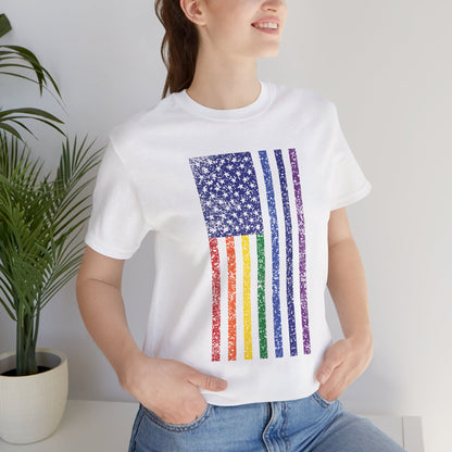 LGBTQ+ Distressed American Flag T-Shirt