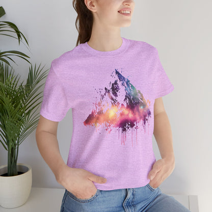 Space Mountain Watercolor Tee — Colorful Drip Peak Graphic T-Shirt