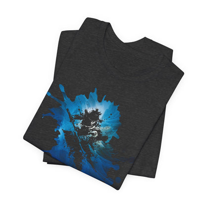 Watercolor Skateboarder T-Shirt — Blue Splash Graphic Tee