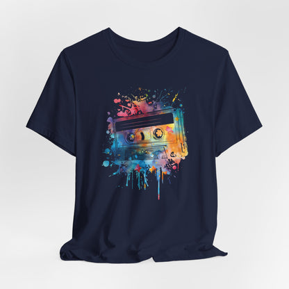 Retro Watercolor Cassette Tape T-Shirt — Vintage Music Tee
