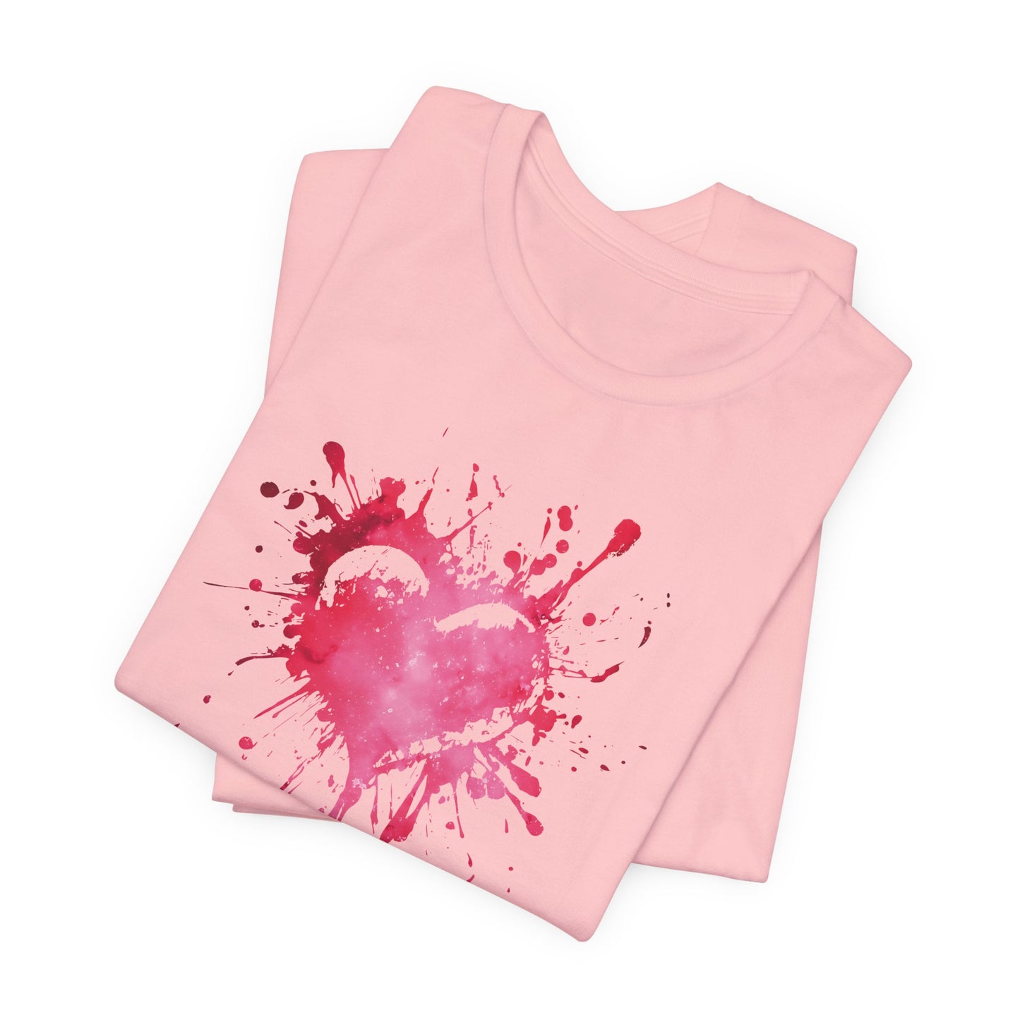 Heart Paint Splash T‑Shirt — Watercolor Pink Heart Graphic Tee