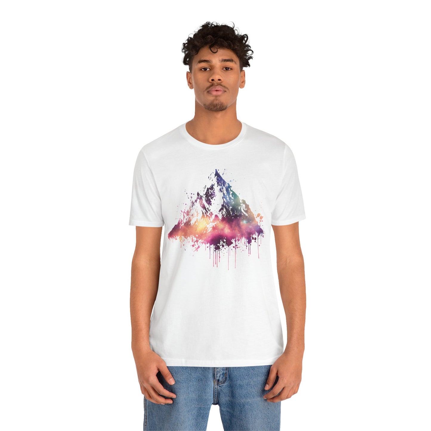 Space Mountain Watercolor Tee — Colorful Drip Peak Graphic T-Shirt