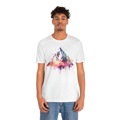 Space Mountain Watercolor Tee — Colorful Drip Peak Graphic T-Shirt