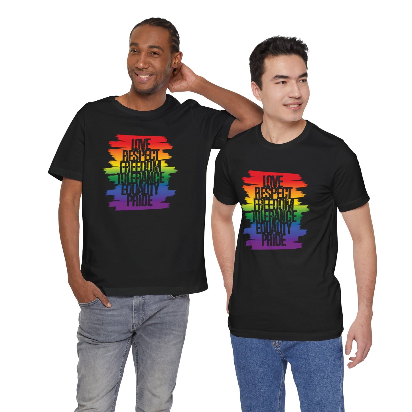 Pride Rainbow Values T‑Shirt — Love Respect Freedom Tolerance Equality Pride Tee