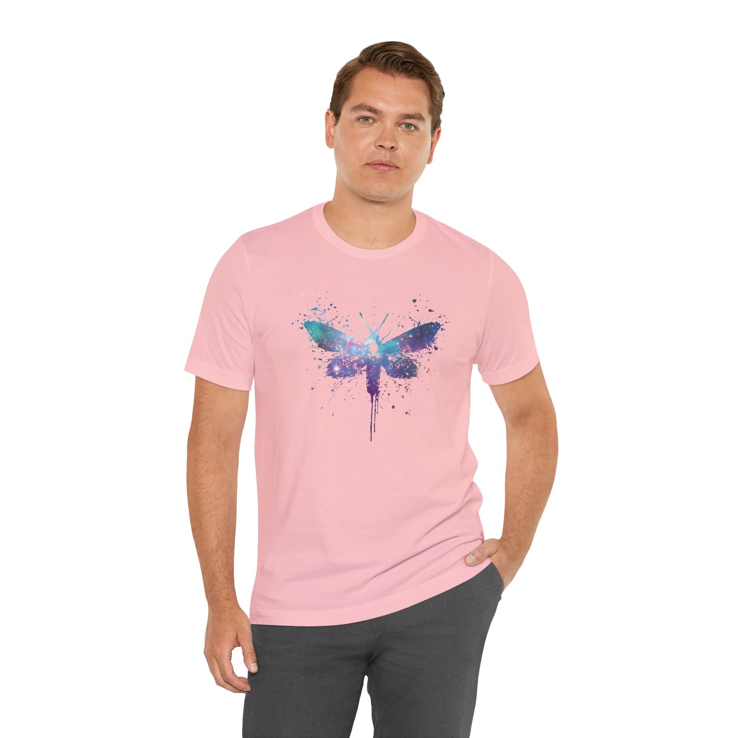 Galaxy Moth Graphic Tee - Watercolor Splatter Butterfly T-Shirt