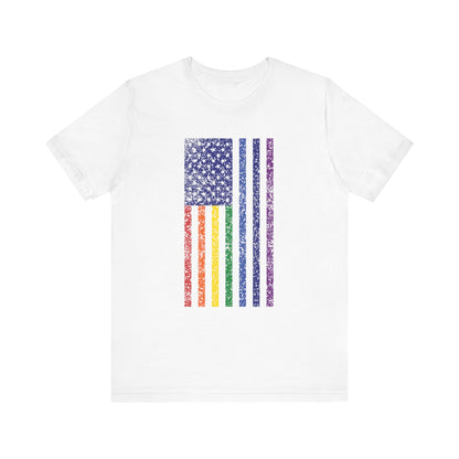 LGBTQ+ Distressed American Flag T-Shirt