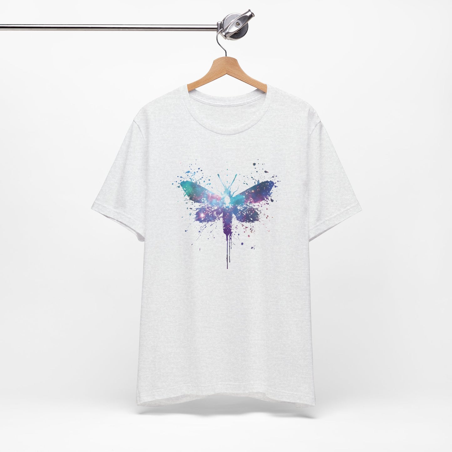Galaxy Moth Graphic Tee - Watercolor Splatter Butterfly T-Shirt