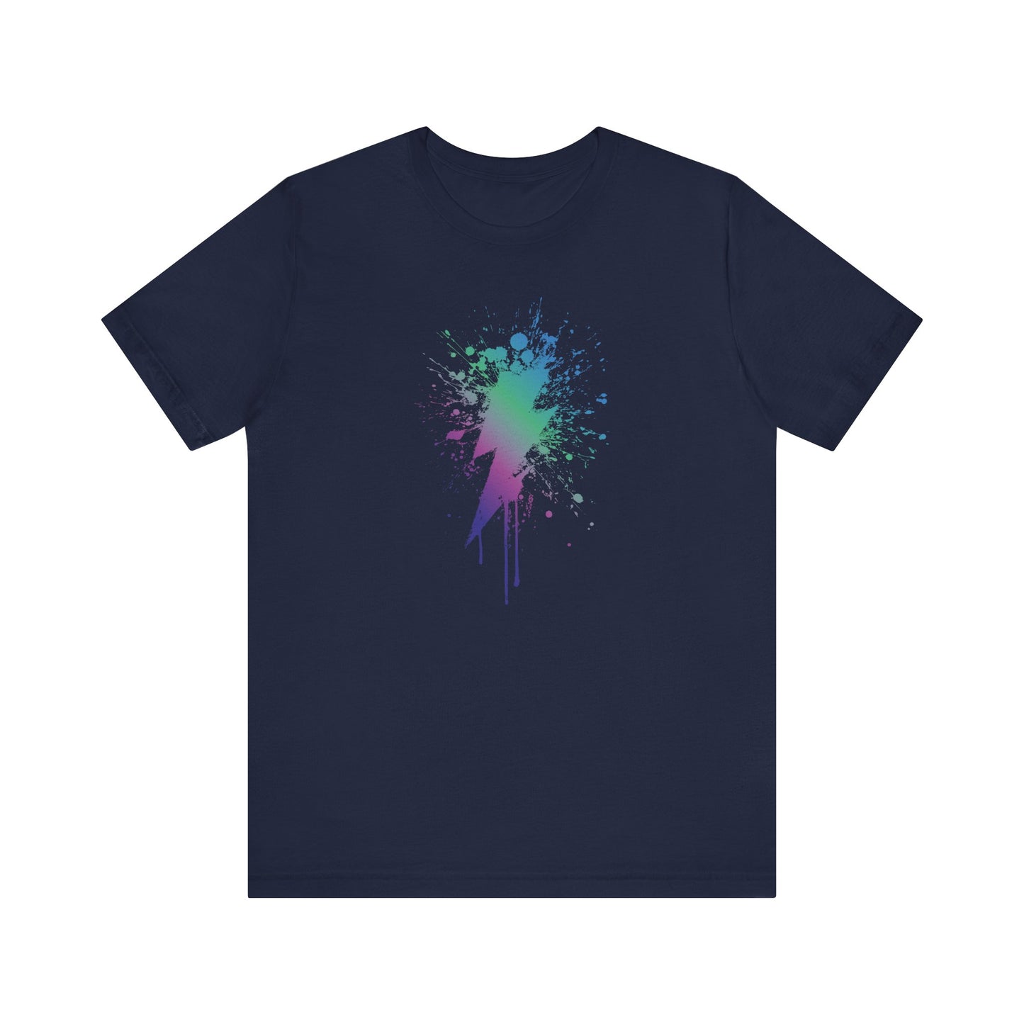 Lightning Bolt Paint-Splash T-Shirt — Colorful Graffiti Graphic Tee