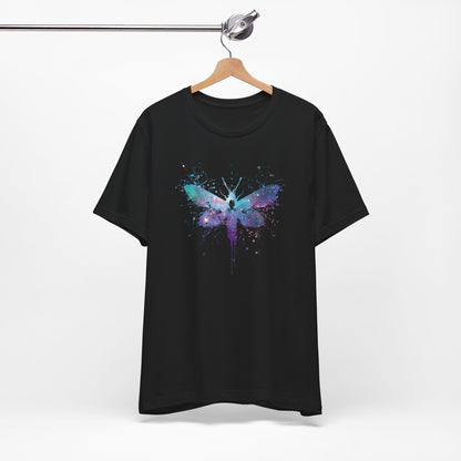 Galaxy Moth Graphic Tee - Watercolor Splatter Butterfly T-Shirt