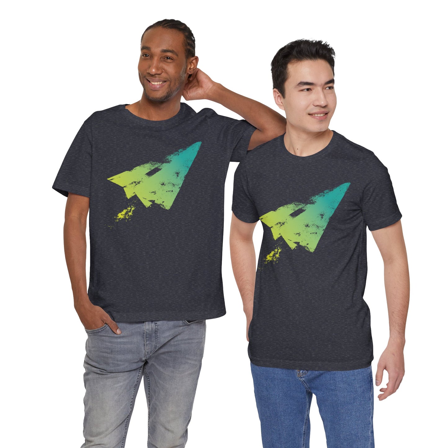 Paper Airplane Graphic Tee — Green Gradient Flight T‑Shirt