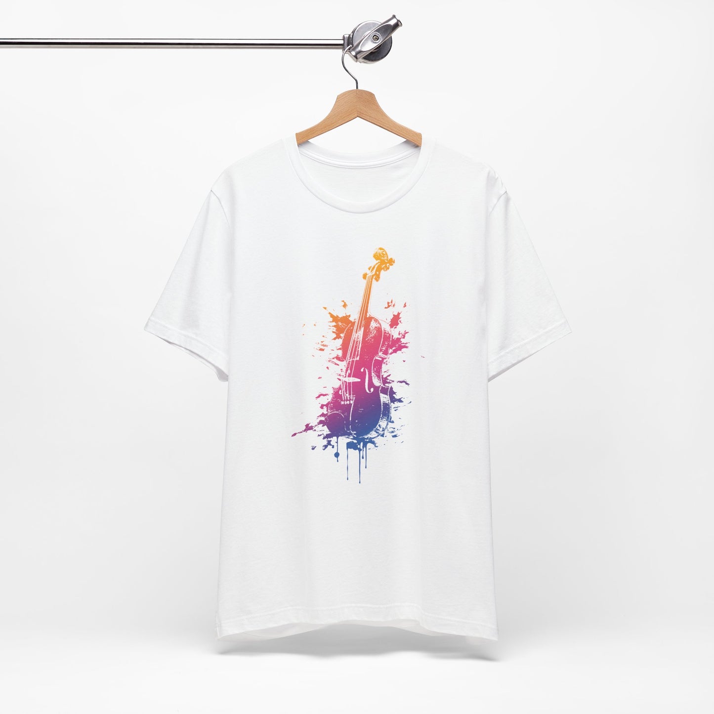 Colorful Violin Splash T-Shirt — Watercolor Musician Tee for Violinists & Music Lovers