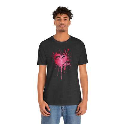 Heart Paint Splash T‑Shirt — Watercolor Pink Heart Graphic Tee