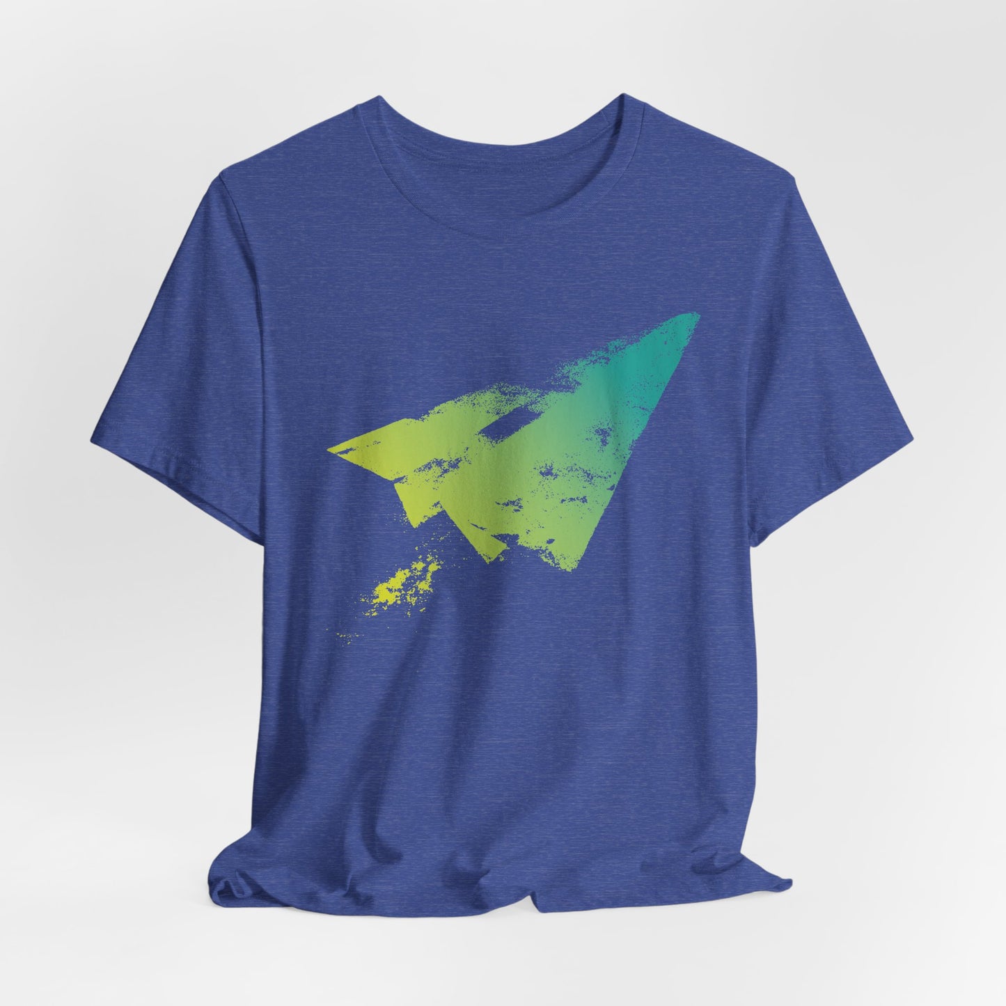 Paper Airplane Graphic Tee — Green Gradient Flight T‑Shirt