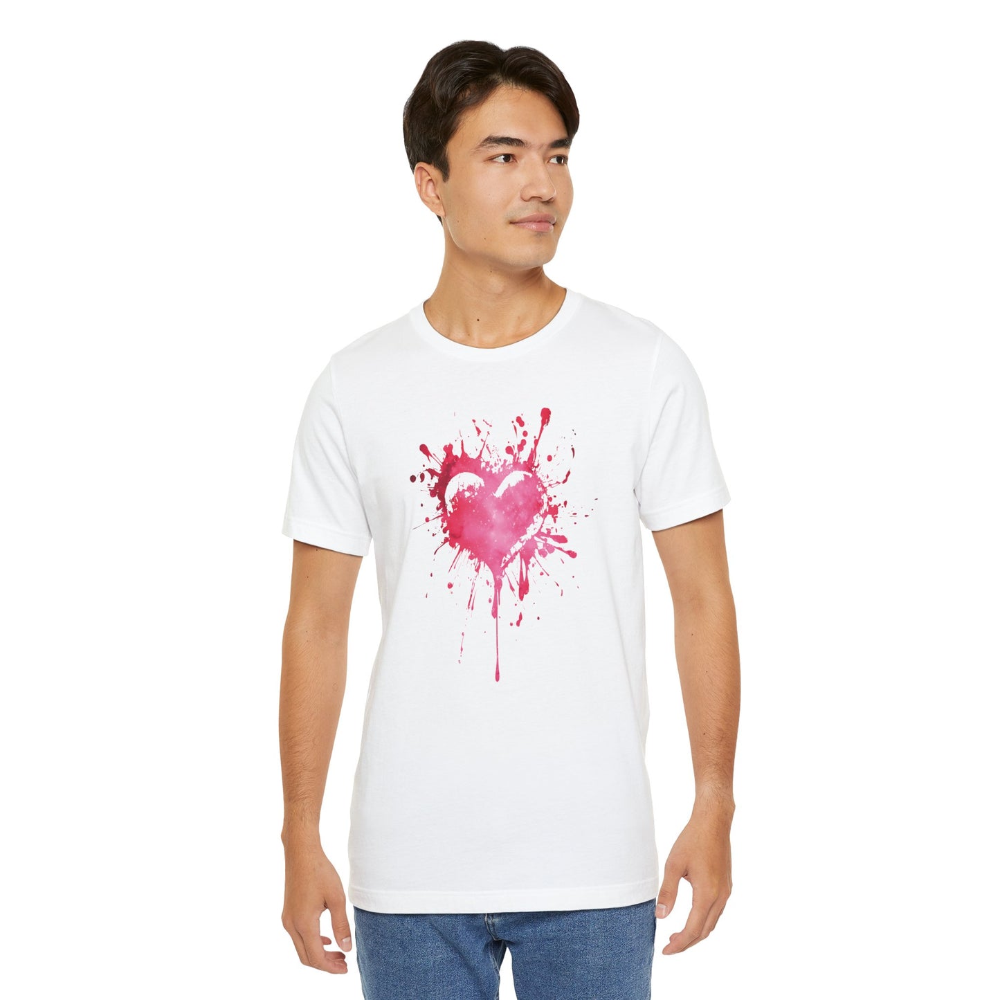 Heart Paint Splash T‑Shirt — Watercolor Pink Heart Graphic Tee