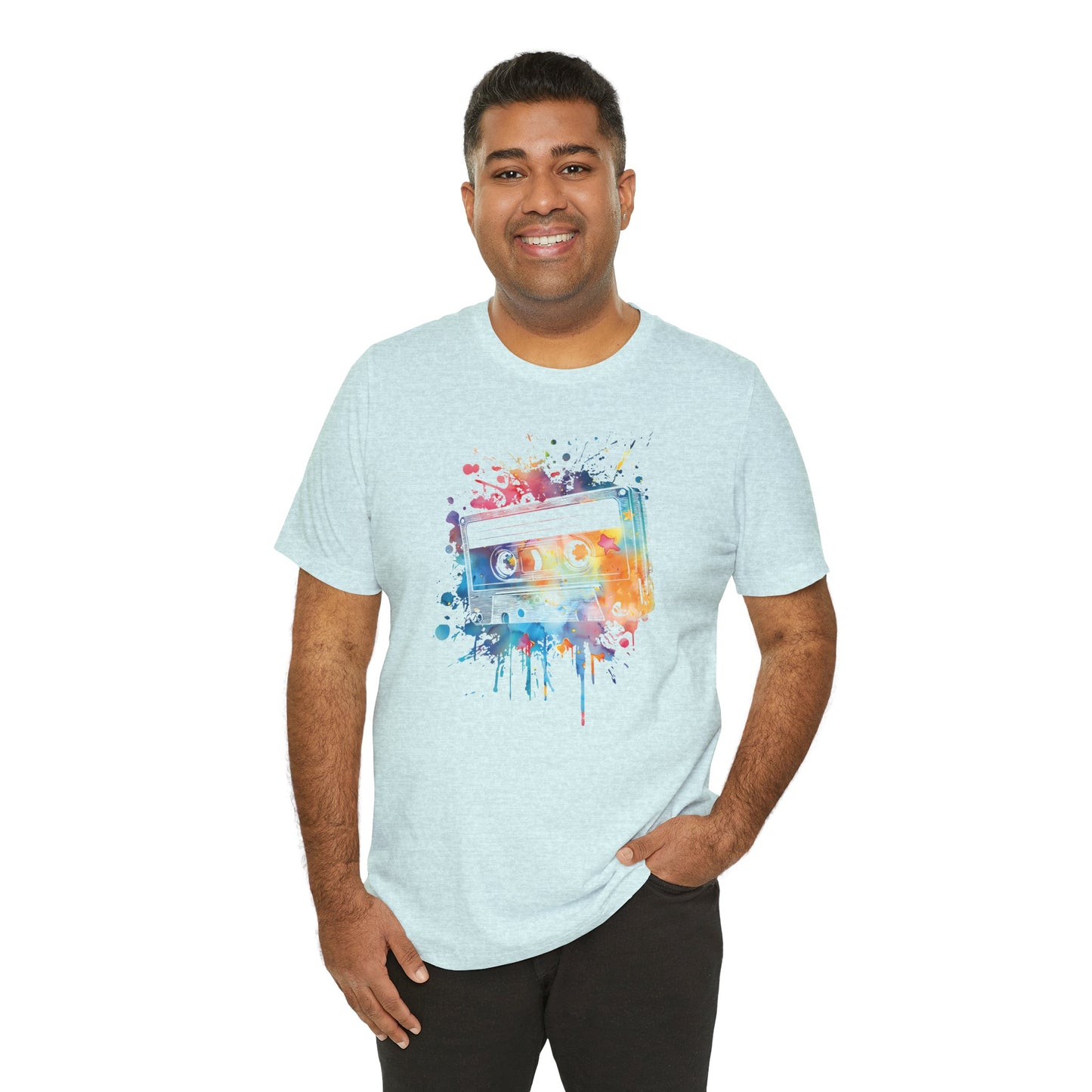 Retro Watercolor Cassette Tape T-Shirt — Vintage Music Tee