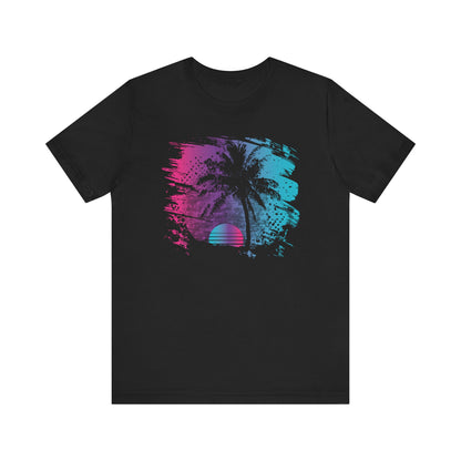Retro Palm Sunset Tee — Vintage Beach Palm Tree T-Shirt