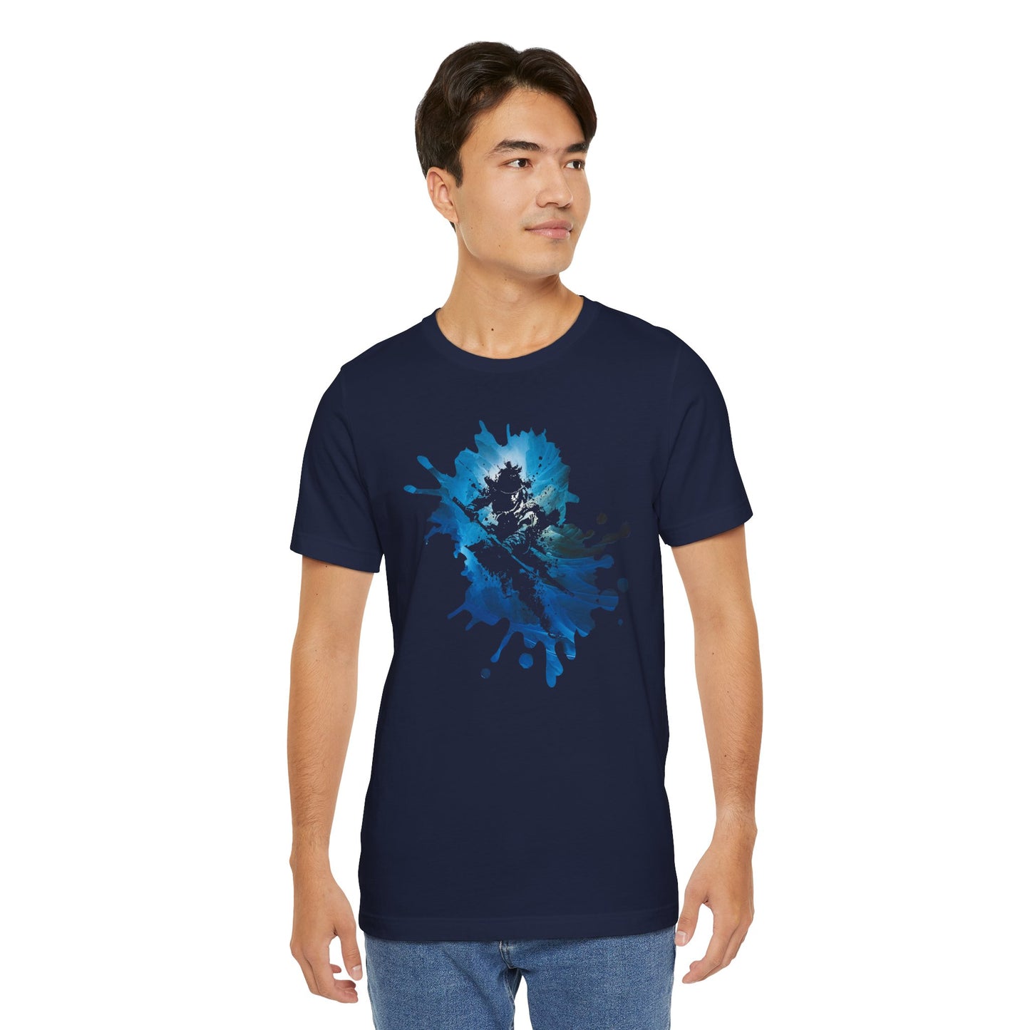 Watercolor Skateboarder T-Shirt — Blue Splash Graphic Tee