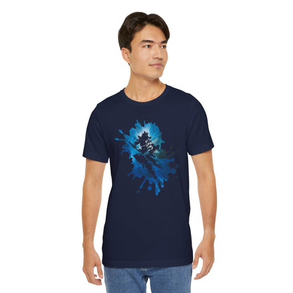 Watercolor Skateboarder T-Shirt — Blue Splash Graphic Tee