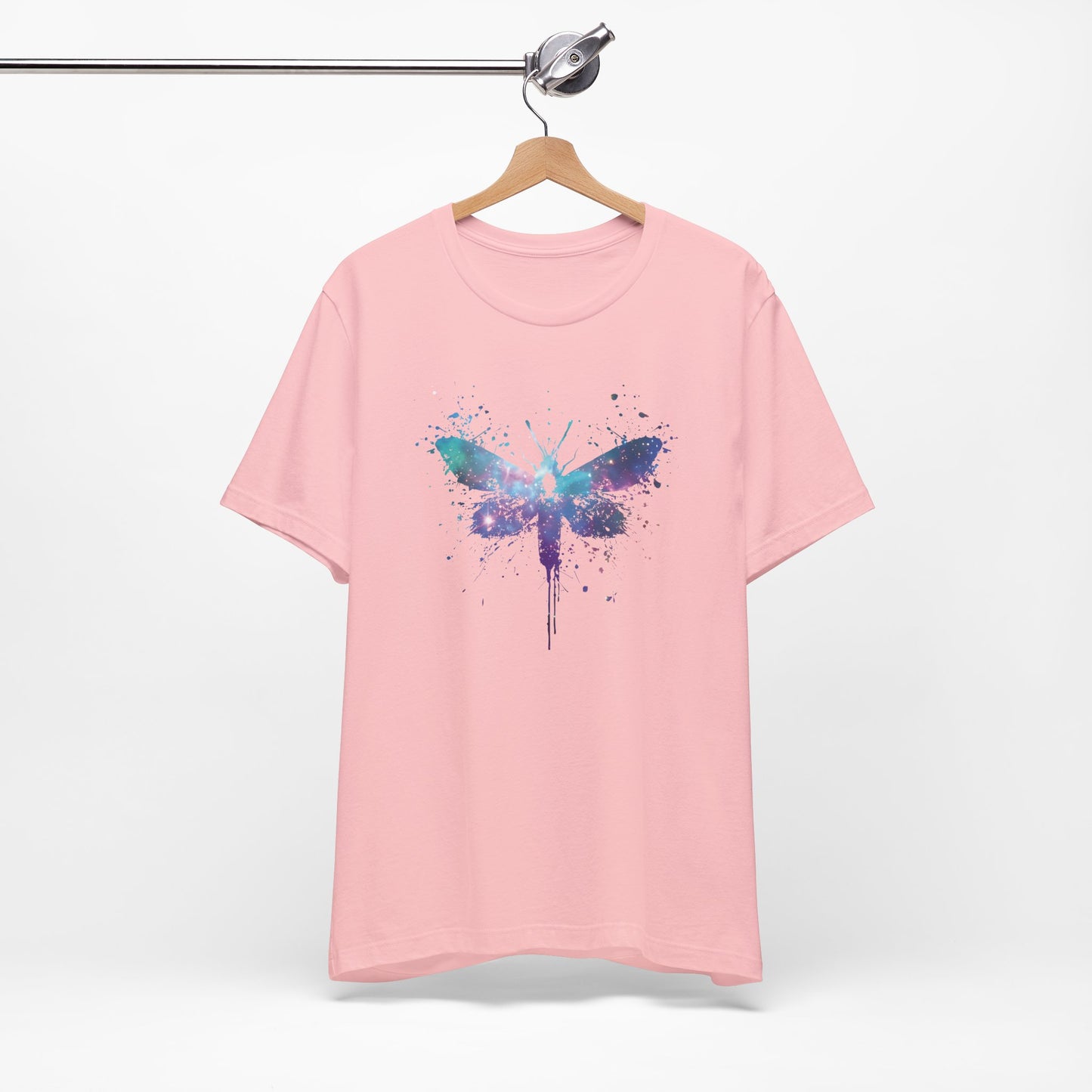 Galaxy Moth Graphic Tee - Watercolor Splatter Butterfly T-Shirt