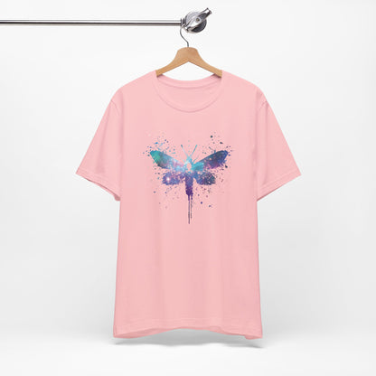 Galaxy Moth Graphic Tee - Watercolor Splatter Butterfly T-Shirt