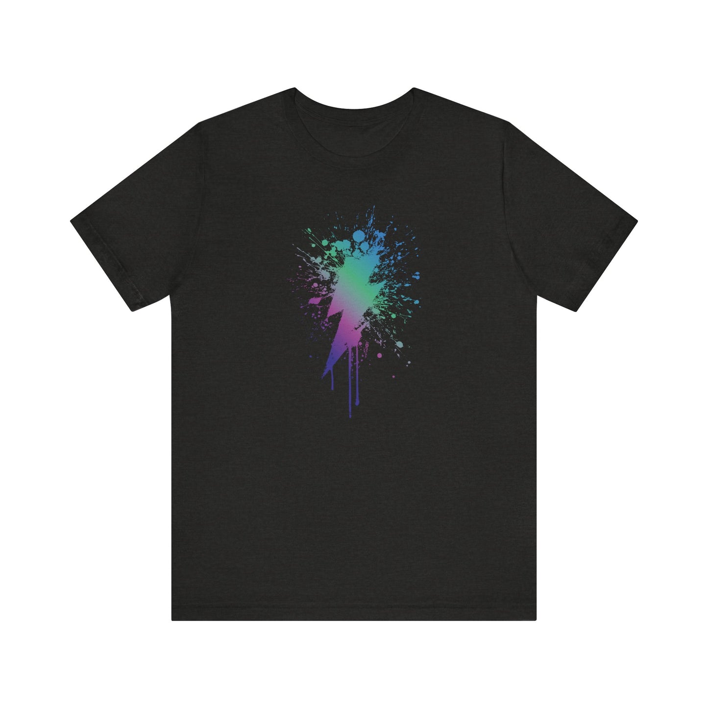 Lightning Bolt Paint-Splash T-Shirt — Colorful Graffiti Graphic Tee