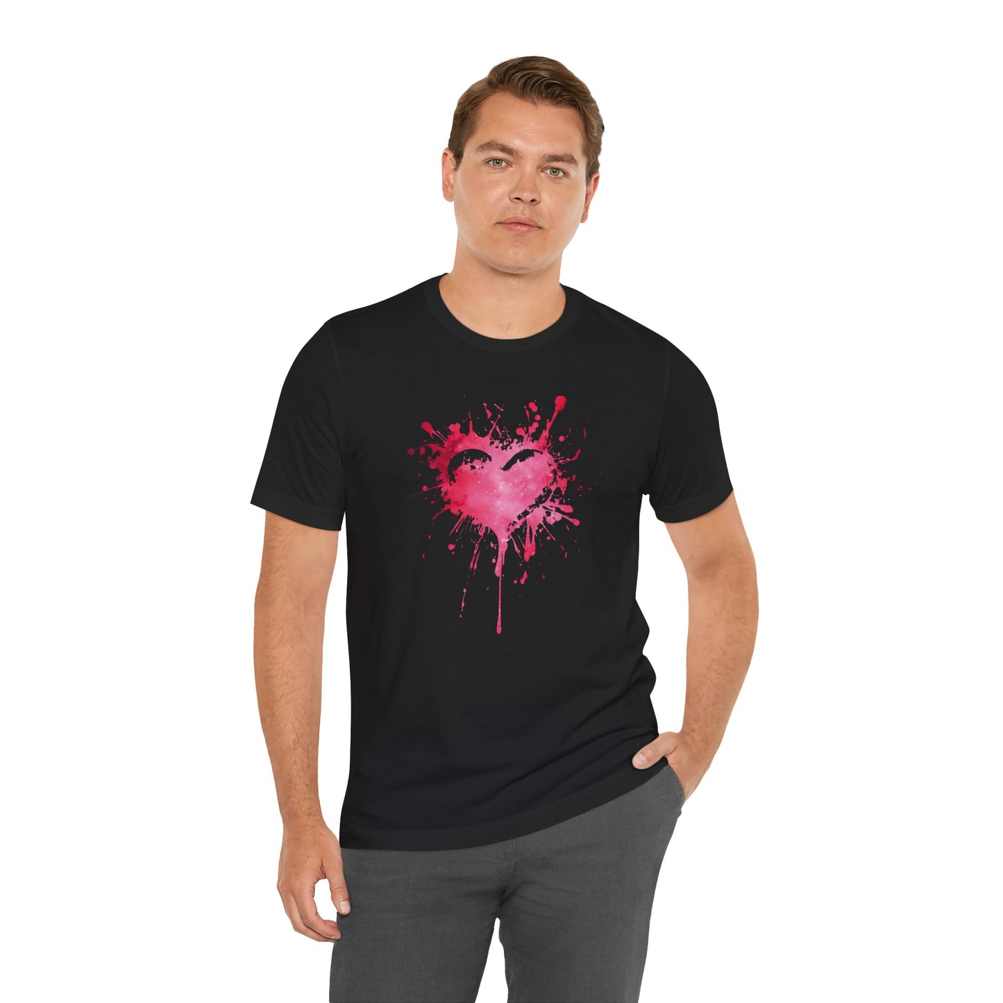 Heart Paint Splash T‑Shirt — Watercolor Pink Heart Graphic Tee