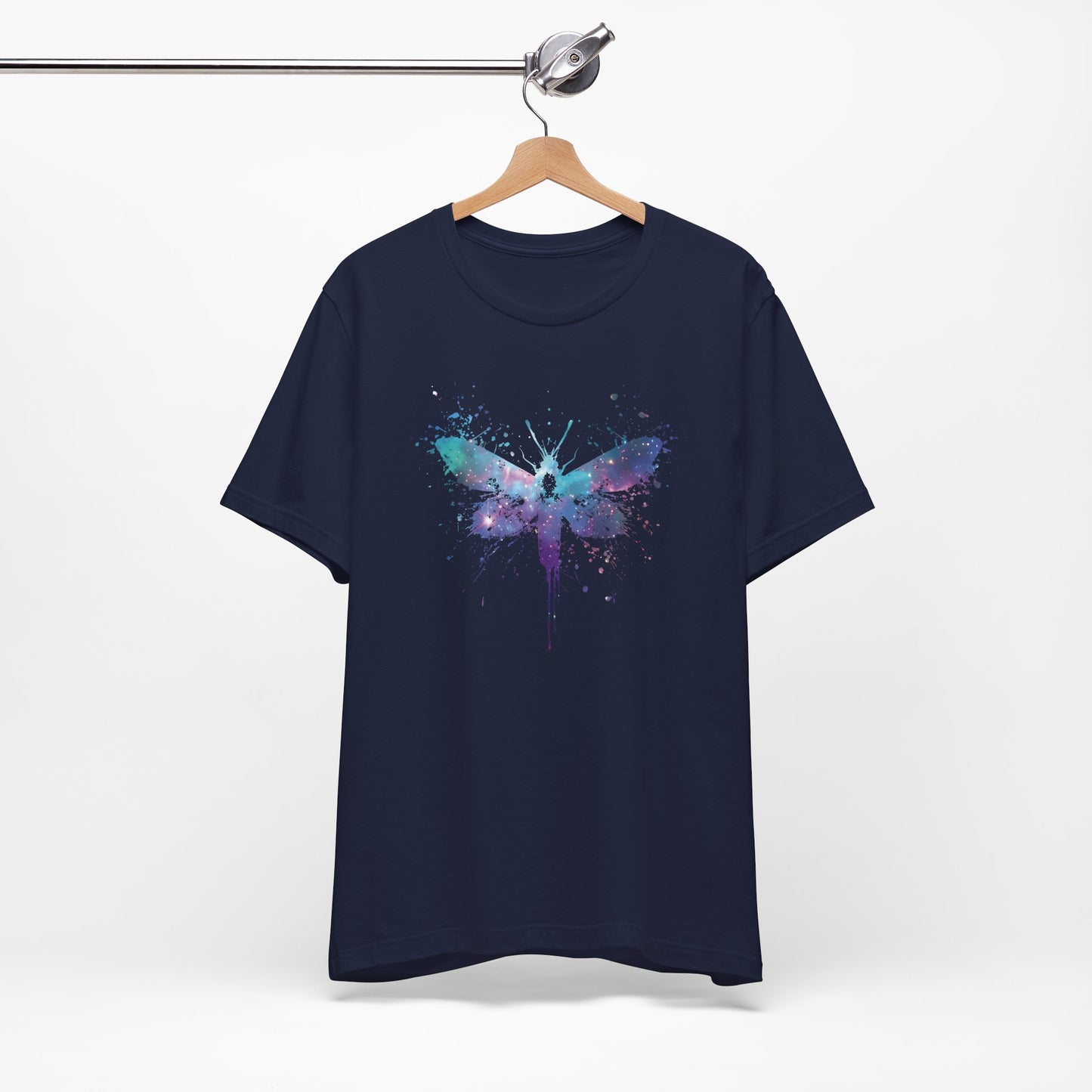 Galaxy Moth Graphic Tee - Watercolor Splatter Butterfly T-Shirt