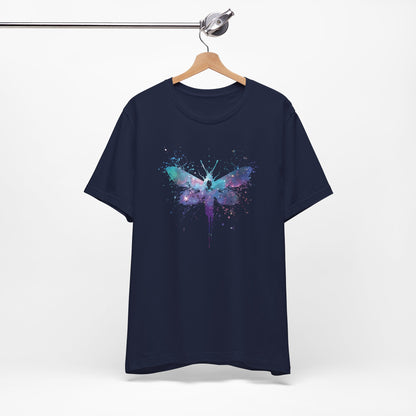 Galaxy Moth Graphic Tee - Watercolor Splatter Butterfly T-Shirt